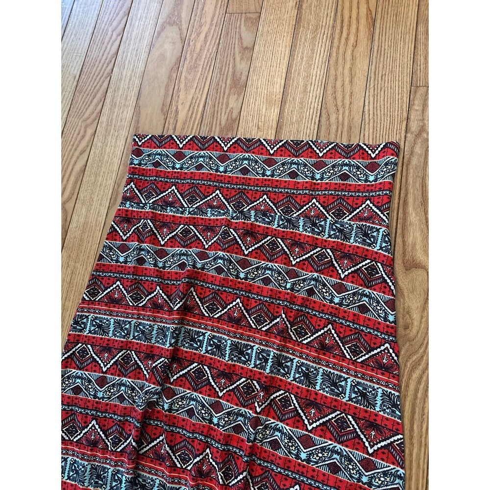 Maxi skirt dress yoga band red black zig zag silky geometric southern cowboy NEW